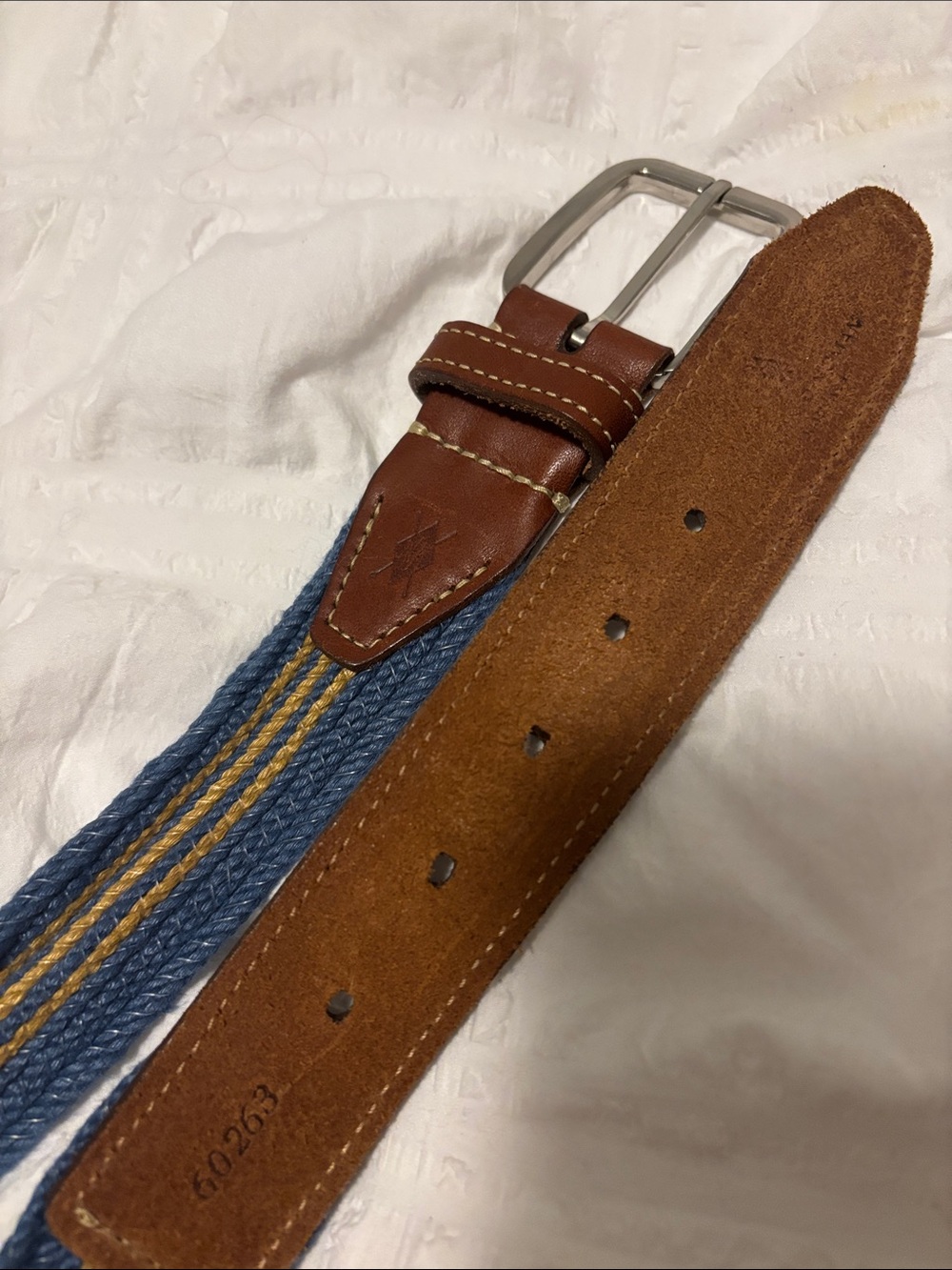 Martin Dingman classic vintage Brown Leather & Blue Woven Belt -